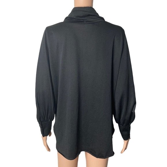Vintage Avon Blouse Womens Size 8L Medium Black Turtleneck - Picture 2 of 12